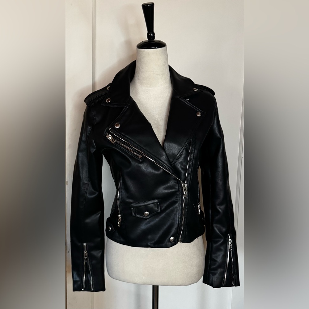 BlankNYC Faux Leather Moto Biker Jacket Goth Punk Skate Motorcycle Whimsygoth - Picture 4 of 9